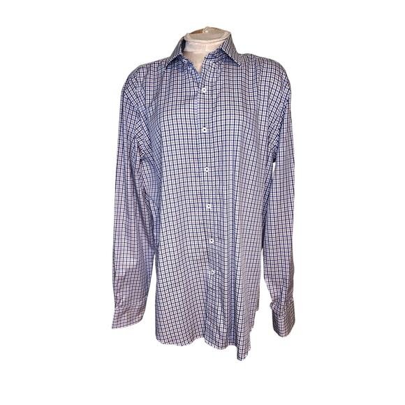 BUGATCHI Men's Blue Tan Long Sleeve Button Up Shirt Size L Large - Picture 1 of 6